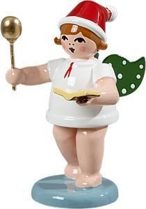 Holzfigur Bäckerengel mit Löffel Kochbuch ohne Krone Höhe 6cm
