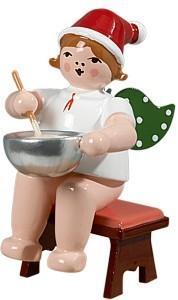 Holzfigur Bäckerengel mit Teigschüssel ohne Krone Höhe 6cm