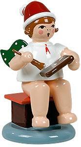 Holzfigur Bäckerengel mit Pfefferkuchen ohne Krone Höhe 6cm