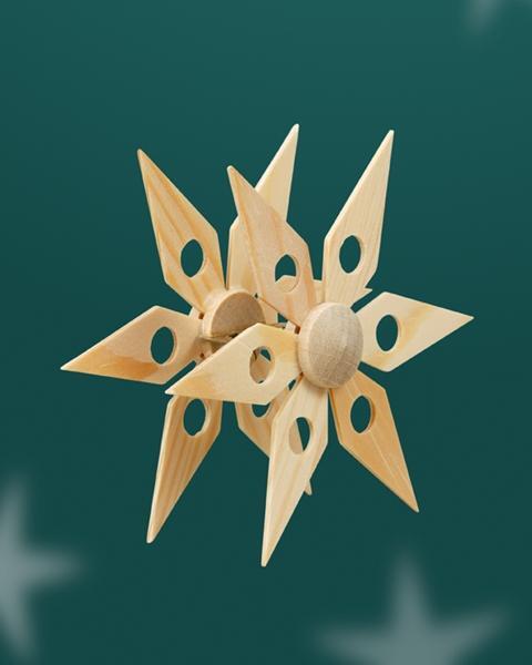 Schwibbogendekoration – Filigraner, handgefertigter Aufsteckstern mit Loch für Glühlampen Natur -