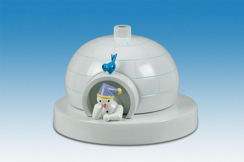 R&auml;ucherhaus Iglu mit Schneemann  BxH 13x10cm