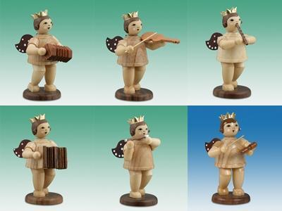 Holzfigur Musikantenengel 6tlg. natur ohne Krone Höhe 6,5cm