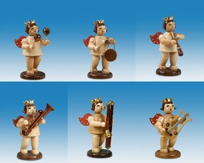 Holzfigur Musikantenengel 6tlg. natur ohne Krone Höhe 6,5cm