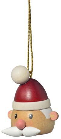 Baumbehang – detailreicher Weihnachtsmannkopf mit bunter Bemalung, handgefertigt aus Hartholz –