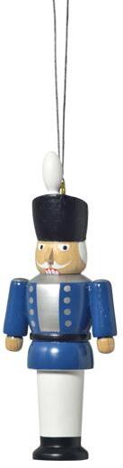 Baumbehang – detailreicher Nussknacker mit Helm, blau-rot bemalt – BxHxT = 3 x 8 x 2 cm