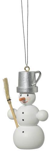 Baumbehang – detailreicher Schneemann mit Besen und silbernem Topf, bunt gestaltet – BxHxT = 4 x 7 x