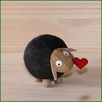 Miniaturfigur – detailreiches Schaf Gustav mit Herz, naturfarben – BxHxT = 1 x 2,5 x 1 cm