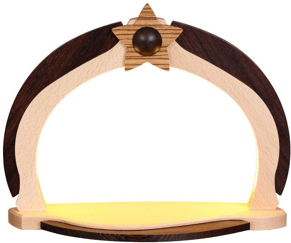 Schwibbogen - unbest&uuml;ckt mit elektrischer LED Beleuchtung naturbelassen - BxH 30x24cm