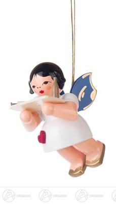 Baumschmuck Behang Herzengel mit Spritze, blaue Flügel Breite x Höhe x Tiefe 3 cmx5 cmx3,5 cm