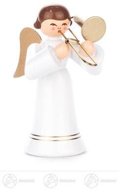 Engel mit Posaune, langer Rock, farbig Höhe ca 6 cm