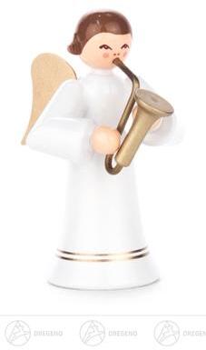 Engel mit Saxophon, langer Rock, farbig Höhe ca 6 cm