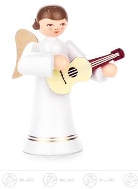Engel mit Gitarre, langer Rock, farbig Höhe ca 6 cm