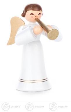 Engel mit Fanfare, langer Rock, farbig Höhe ca 6 cm