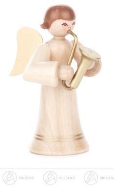 Engel mit Saxophon, langer Rock, natur Höhe ca 6 cm