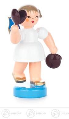 Engel mit Kastagnetten stehend, blaue Flügel Höhe ca 5,5 cm
