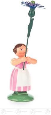 Blumenmädchen – frühlingshaftes Figurenmotiv mit zarter Kornblume, bunt bemalt – H = 11 cm