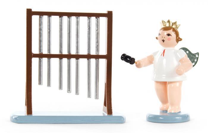 Engelsfigur – detailreich mit Röhrenglockenspiel und goldener Krone, pastellfarben – BxHxT = 7 x 7 x