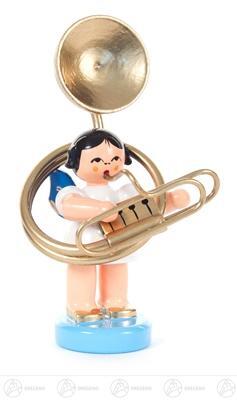 Engel mit Susaphon stehend, blaue Flügel  Höhe = 85mm