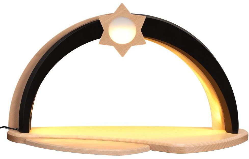 Schwibbogen - unbest&uuml;ckt mit einer LED-Beleuchtung braun - BxH 44x25cm