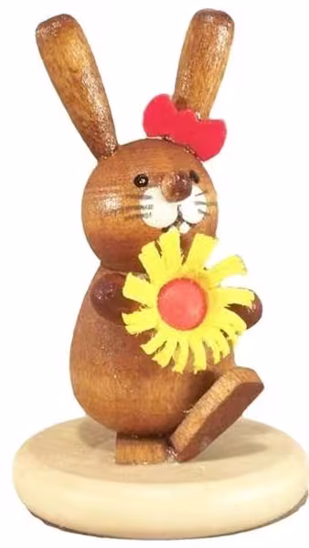 Osterdekoration Osterhäsin mit Blume natur aus Holz von Holz- und Drechslerwaren Jan Legler e.K.,