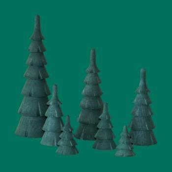 Holzbaum – liebevoll gestalteter Mini-Weihnachtsbaum, grün, detailreich geschnitzt – H = 10 cm