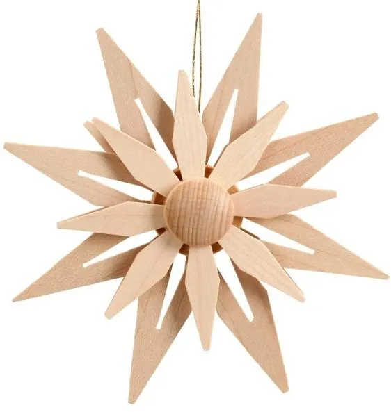 Christbaumschmuck – Holzstern Erzgebirge natur – ø ca. 11 x T 1 cm von Holzwarenfabrikation Joachim