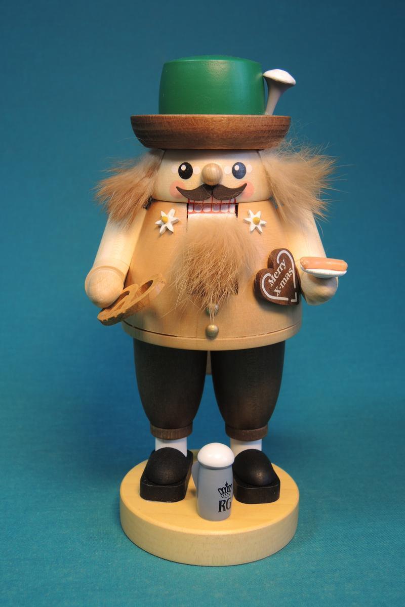 Nussknacker &ndash; detailreicher Bayer mit gr&uuml;nem Hut und Trachtenkleidung, naturfarben &ndash; HxBxT = 20 x 8 x 7 cm