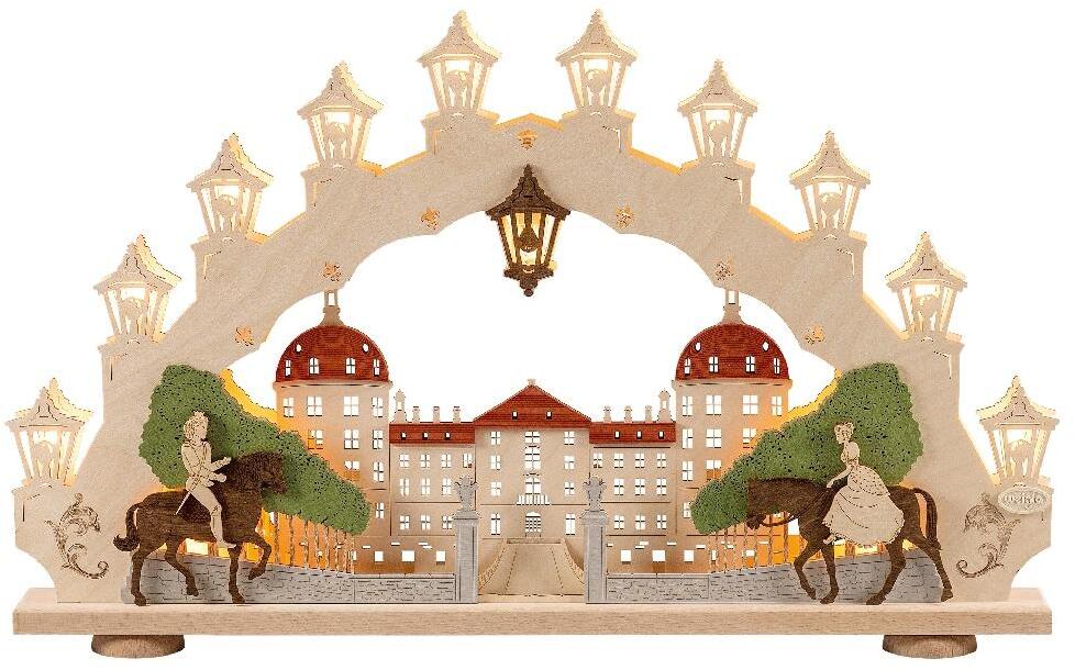 Schwibbogen &ndash; elektrisch beleuchtet 15-flg. Moritzburg &ndash; BxHxT ca. 66 x 41 x 6 cm