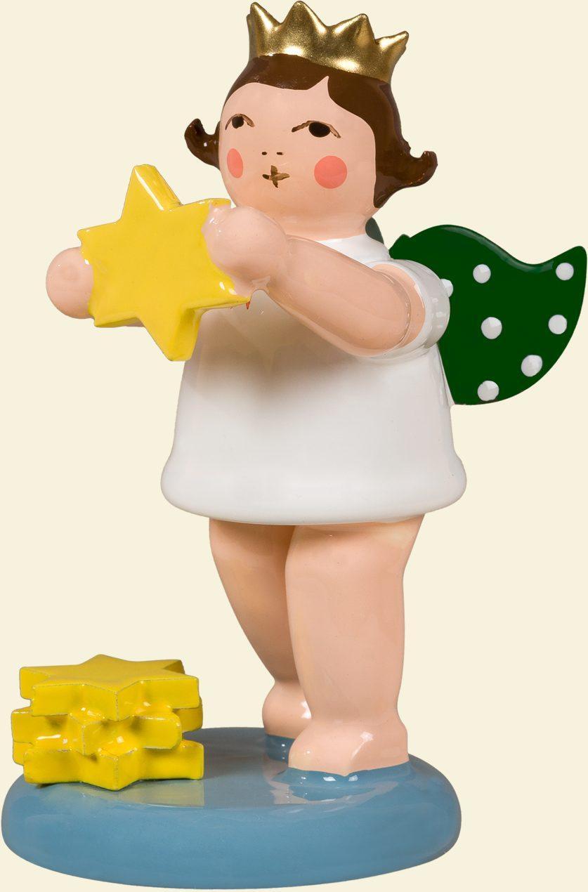 Holzfigur Engel mit Stern und Krone H&ouml;he 6cm