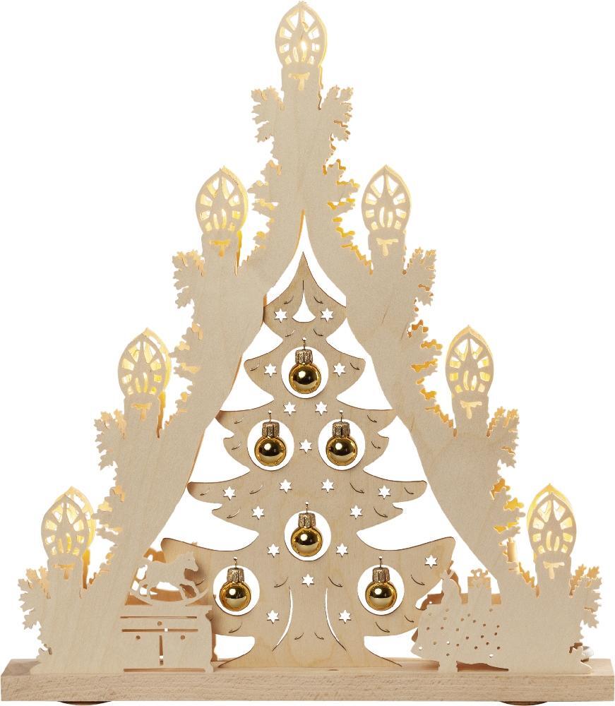 Lichterspitze &ndash; Baum mit goldenen Kugeln &ndash; BxHxT: 38,0 cm x 43,0 cm x 4,5 cm