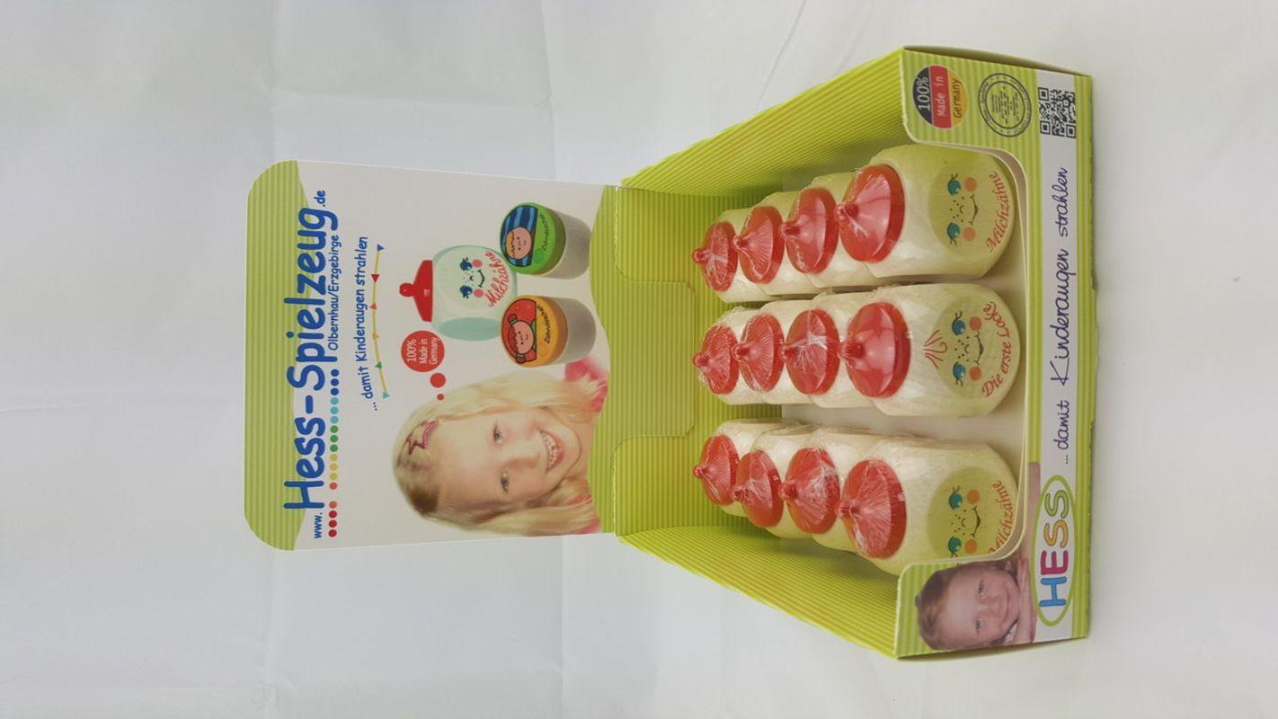 Babyspielzeug &ndash; farbenfrohes Display mit 12 niedlichen Holzdosen &ndash; BxHxT  4x5,5x4 cm