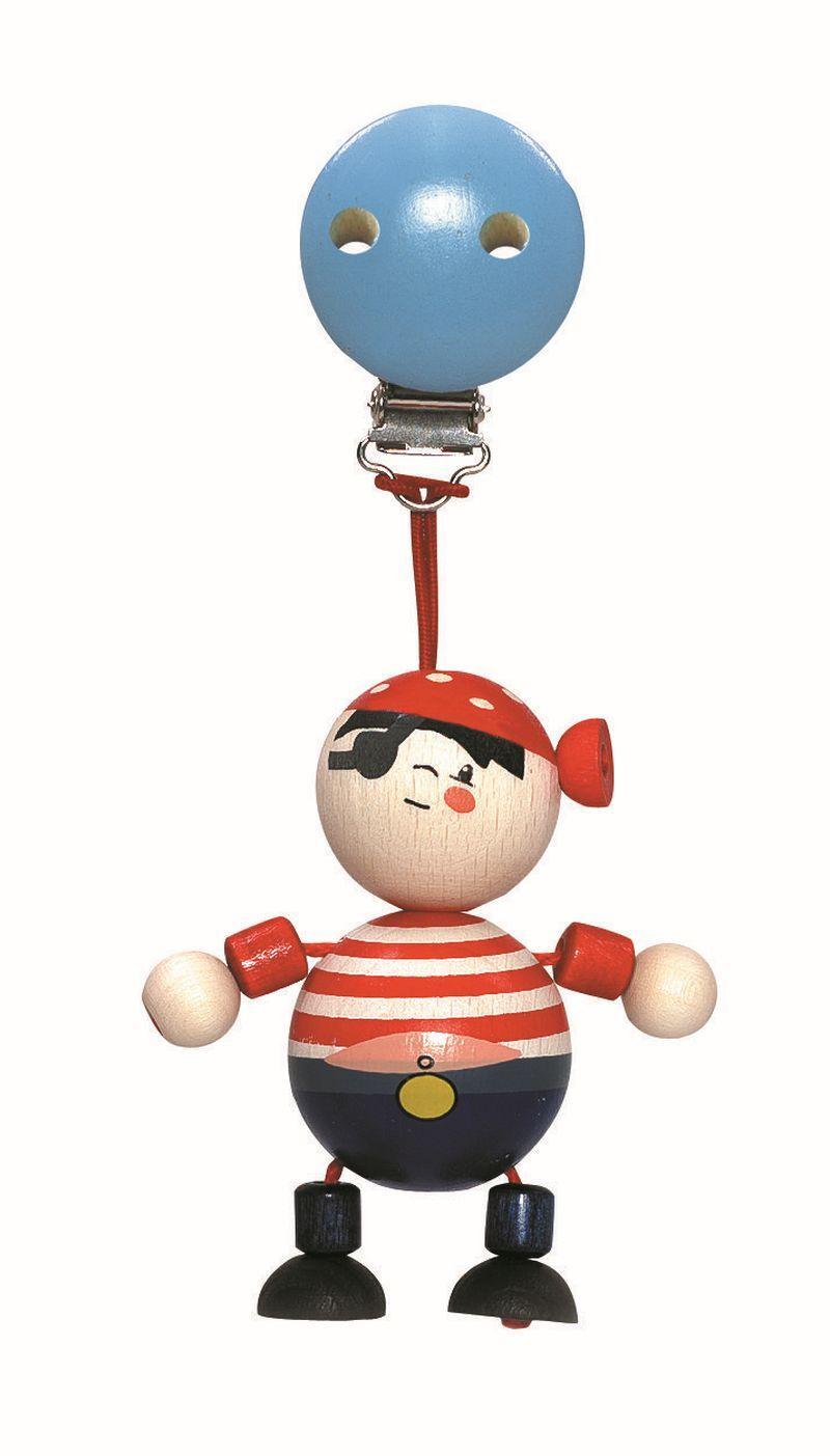 Clipfigur &ndash; toller Pirat mit bunten Holzperlen und Metallclip &ndash; BxHxT 7 x 16 x 3.5 cm