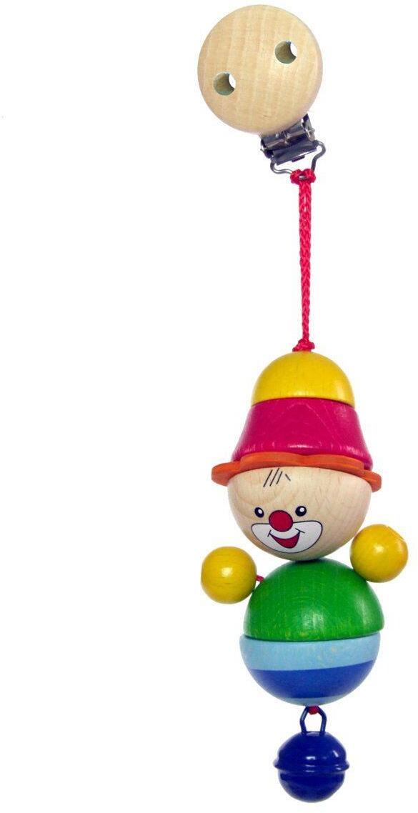 Clipfigur &ndash; fr&ouml;hlicher Clown Felix mit buntem K&ouml;rper und praktischem Metallclip &ndash; BxHxT = 6 x 21 x 4,5 cm