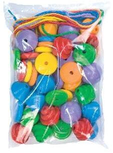 Holzspielzeug - farbige Holzperlen XXL - LxBxH 250x350x80mm