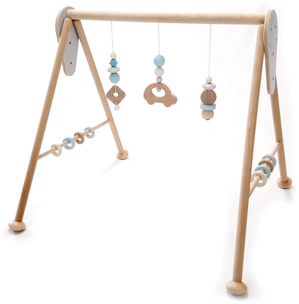 Spielgerät Auto aus Holz mit Perlen, Ringen und hängenden Spielelementen von Hess Holz Spielzeug, 62