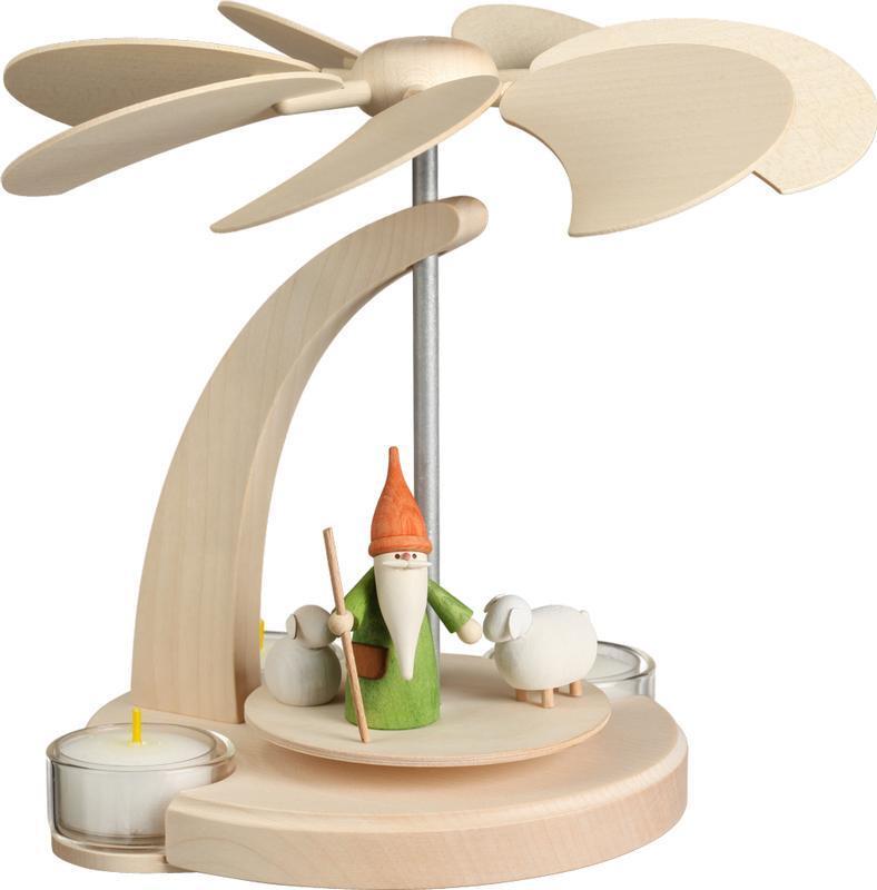 Bogenpyramide &ndash; liebevoll gestalteter Sch&auml;ferwichtel mit Laterne, naturfarben &ndash; BxHxT = 22 x 18 x 22 cm