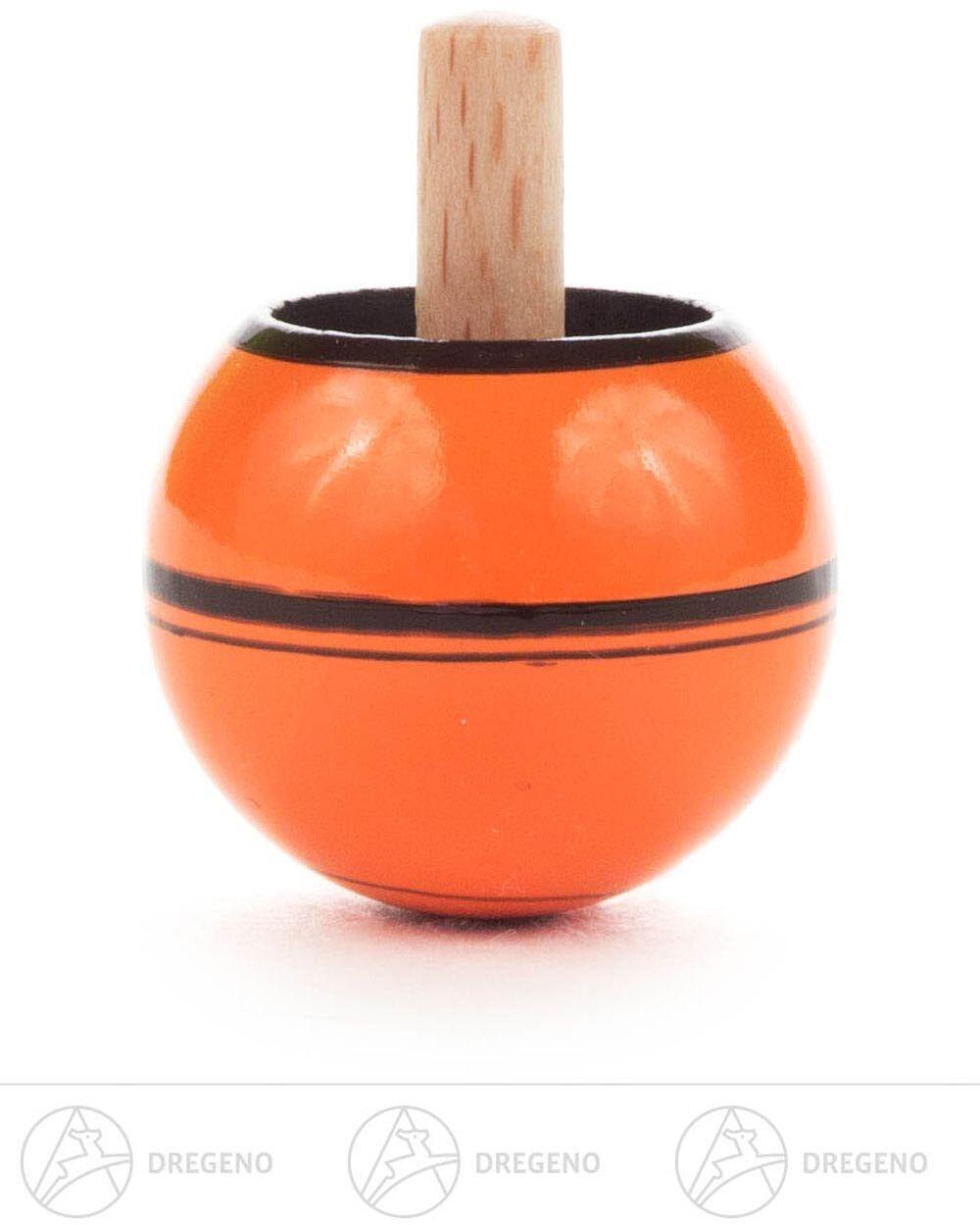 Spielzeug Steh-Auf-Kreisel aus Holz in leuchtendem Orange mit schwarzem Ring von Großhandel Dregeno,