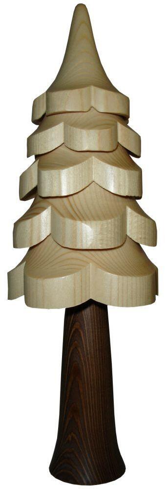 Holzbaum &ndash; naturbelassene Fichte mit 5 filigranen Kr&auml;nzen, detailreich handgearbeitet &ndash; H = 30 cm