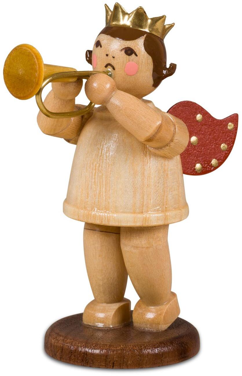 Weihnachtsfiguren Engel mit Kornett natur H&ouml;he 6,5cm