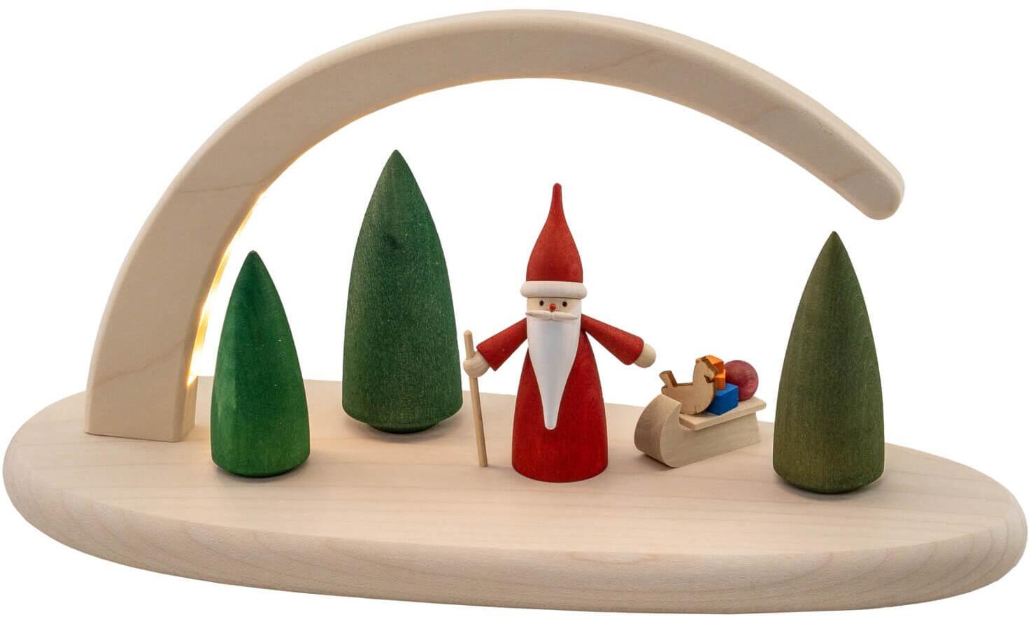 Leuchterbogen &ndash; liebevoller Weihnachtswichtel mit detailreichem Design, naturfarben und LED-beleuchtet &ndash; BxHxT = 24 x 13 x 10 cm