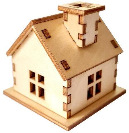 Bastelset – detailreiches Räucherhaus zum Bemalen naturfarben aus Birkenleimholz – BxHxT 6 x 7 x 6