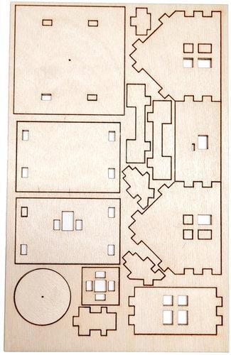 Bastelset – detailreiches Räucherhaus zum Bemalen naturfarben aus Birkenleimholz – BxHxT 6 x 7 x 6
