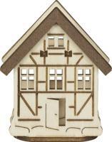 Aufsteck-Dekohaus – filigran geschnitzt, naturfarben, für Weihnachtsbaumbeleuchtung und Lichterbögen