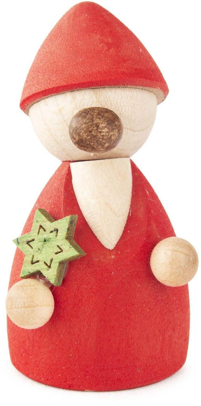 Miniaturfigur Wichtel rot mit Stern bunt H&ouml;he 4,5cm