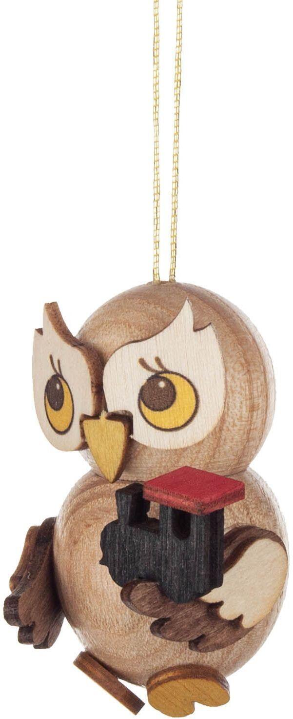 Christbaumschmuck Eulenkind mit Lok bunt BxHxT 3,5x4,5x3cm