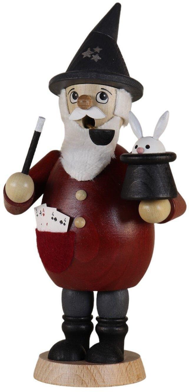 R&auml;uchermann &ndash; farbenfroher Zauberer mit Zylinder und Hase, liebevoll detailreich bemalt &ndash; BxHxT = 9 x 17,5 x 9 cm