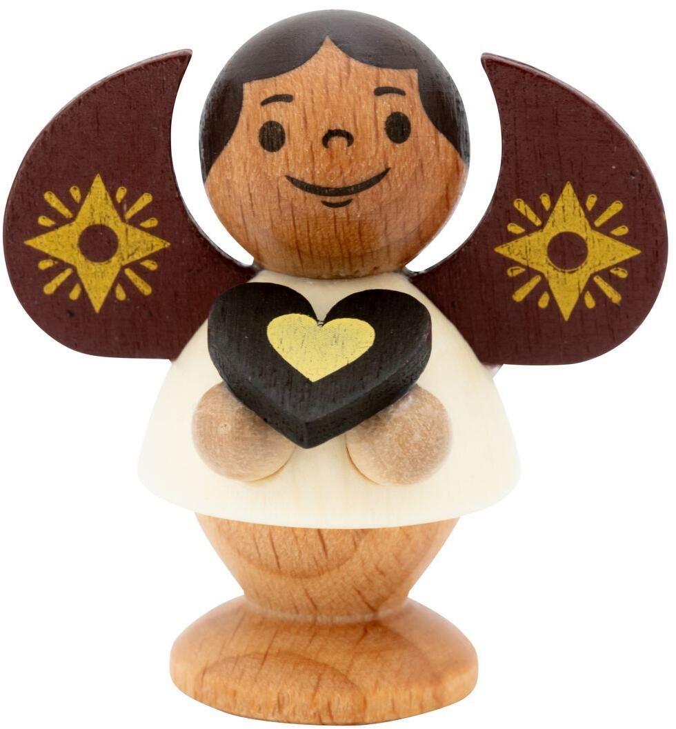 Miniaturfigur &ndash; liebevoll gestalteter Sternengel mit braunen Fl&uuml;geln und Herz &ndash; BxHxT 4 x 4,5 x 2,5 cm