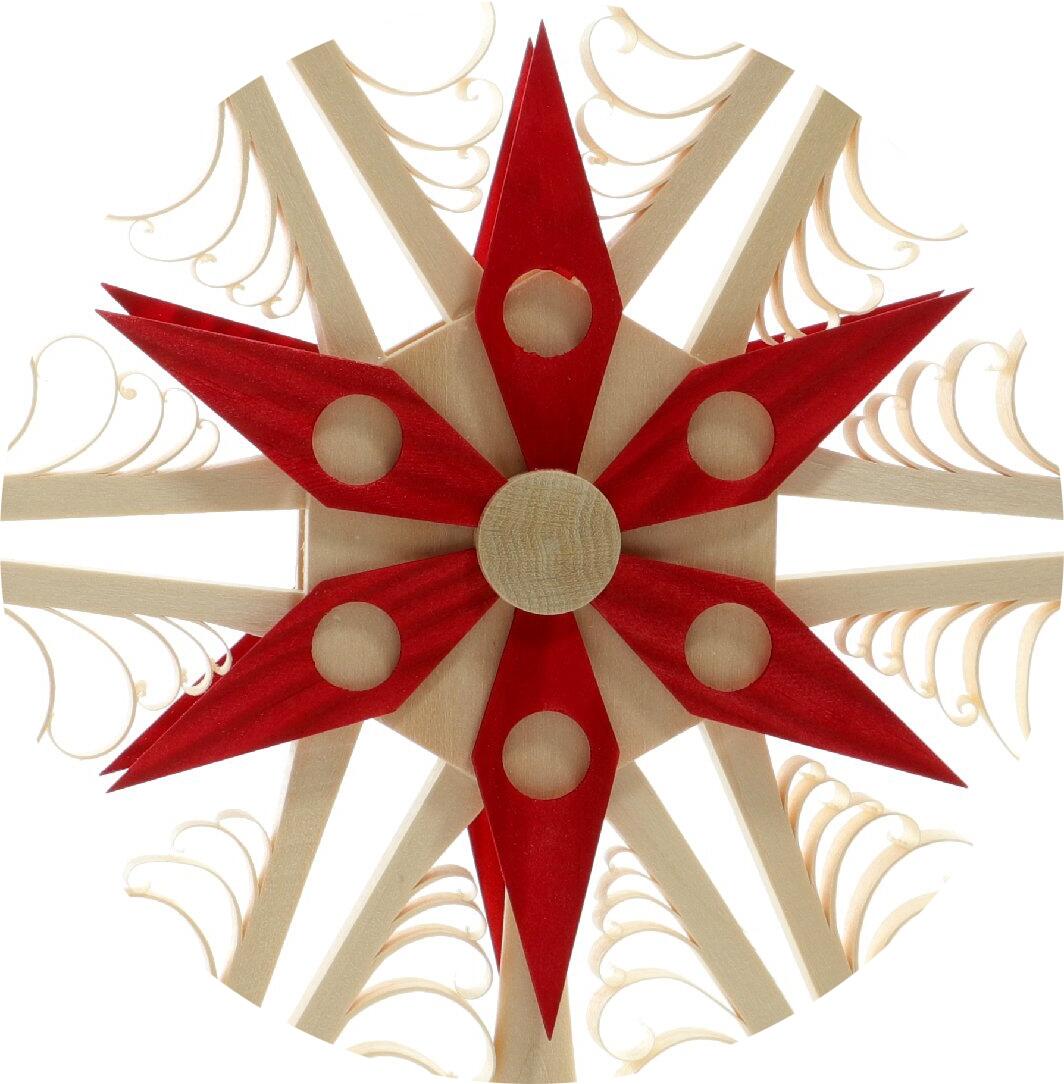 Baumschmuck - Christbaumspitze Mitte mit Kiefernstern Rot - Ansicht Detail
