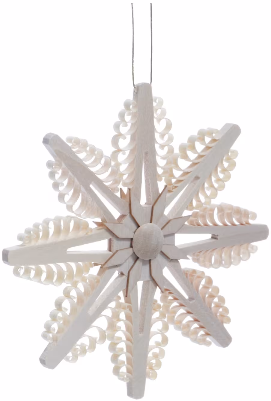 Christbaumschmuck Christbaumstern mit Spanbäumen und Holzsternsegmenten natur von Stefan Albrecht
