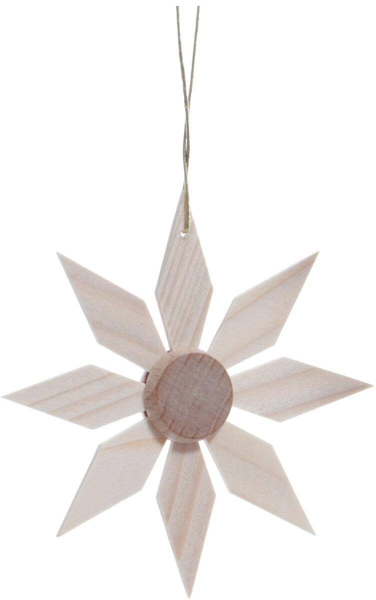 Christbaumschmuck - Holzstern mit 8 gleichen Kieferblättern - Ansicht Vorne - Hergestellt im